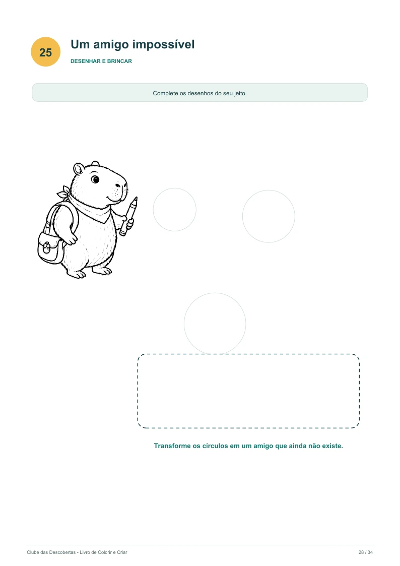 Página real do PDF com círculos para transformar em um personagem inventado